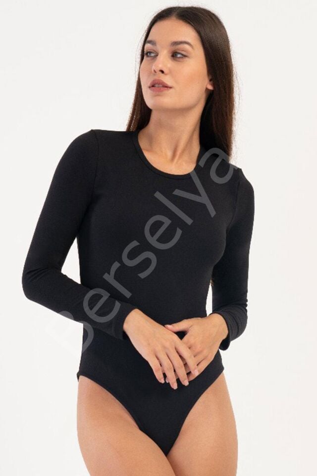 İçlik Bisiklet Yaka Çıtçıtlı Badi Uzun Kol Normal