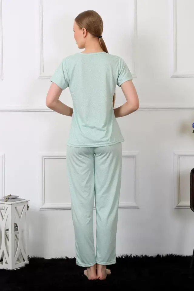 Kadın Kısa Kol Pijama Takım Su Yeşili