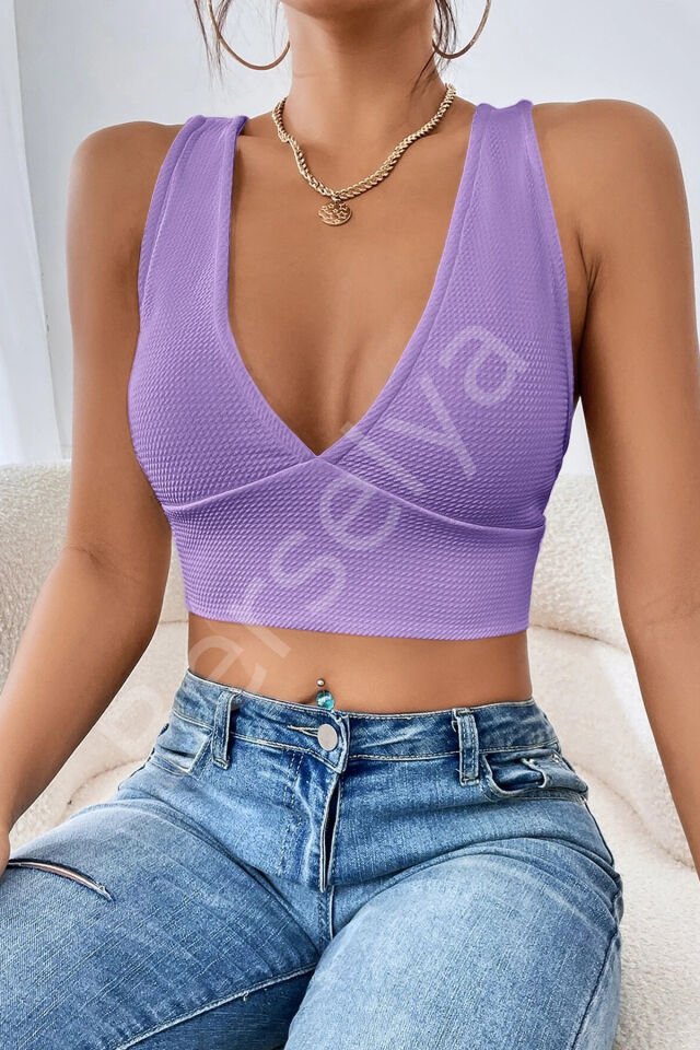 Kadın Siyah Çapraz Sırt Detaylı Şık Crop Top Büstiyer