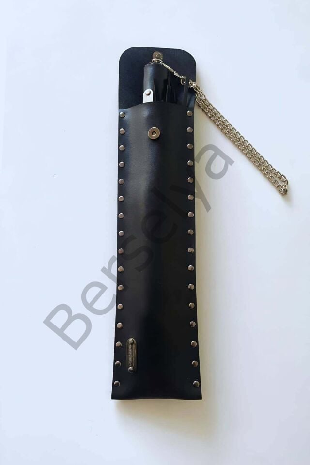 Deri Çantalı Siyah Kırbaç, Şık Deri Kırbaç, Sexy Aksesuar - Brf1287