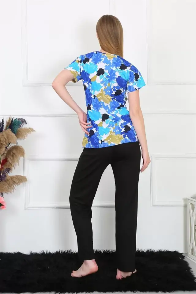 Kadın Penye Kısa Kol Pijama Takım Saks