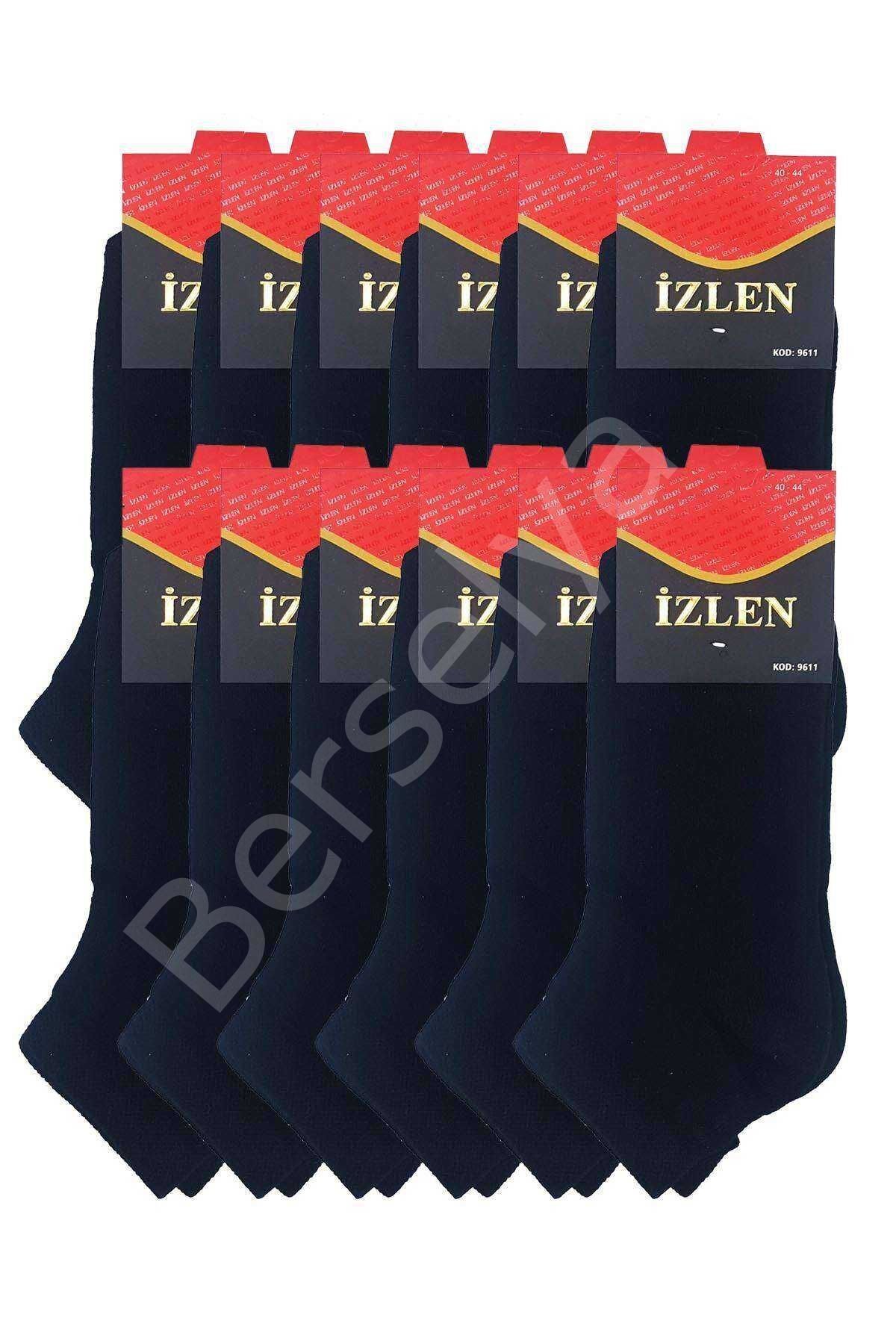 Siyah Erkek Kısa Spor Çorap 12 Çift