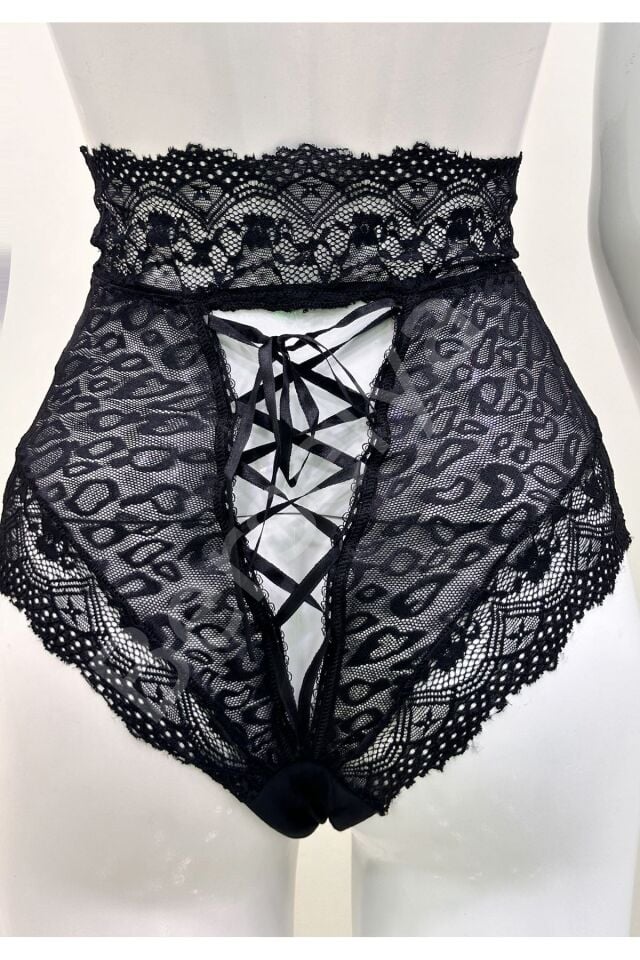 Siyah Dantelli Yüksek Bel Külot Venüs-k1013