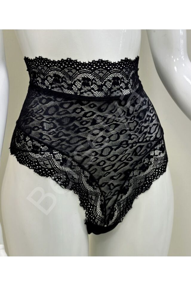 Siyah Dantelli Yüksek Bel Külot Venüs-k1013