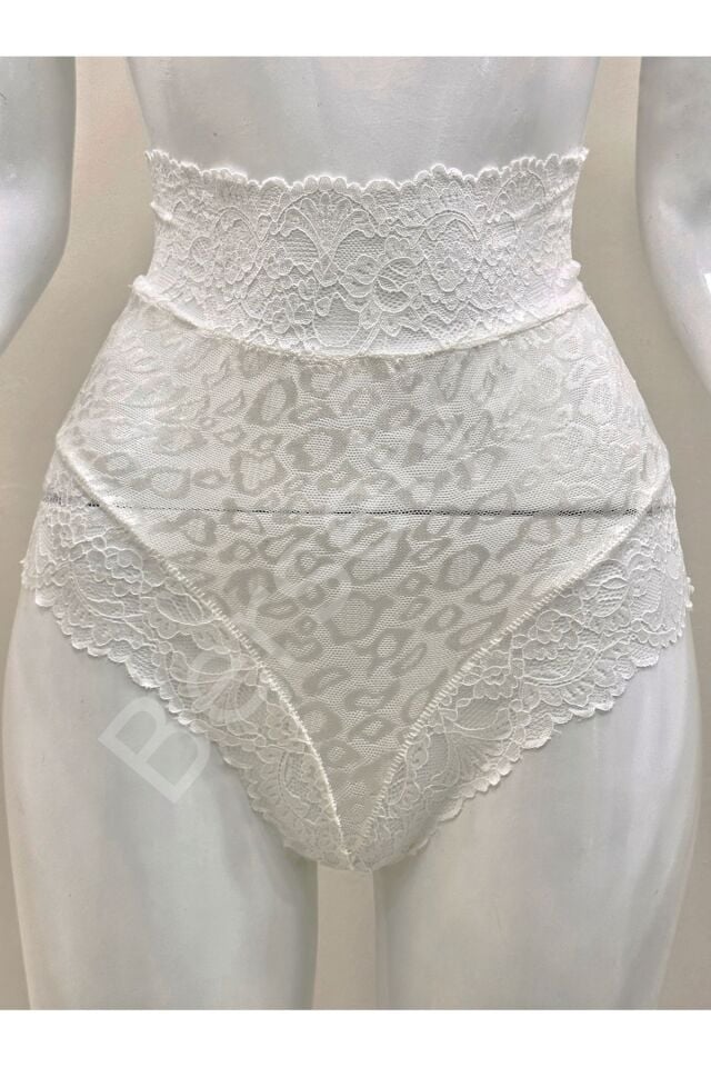 Ekru Dantelli Yüksek Bel Külot Venüs-k1012