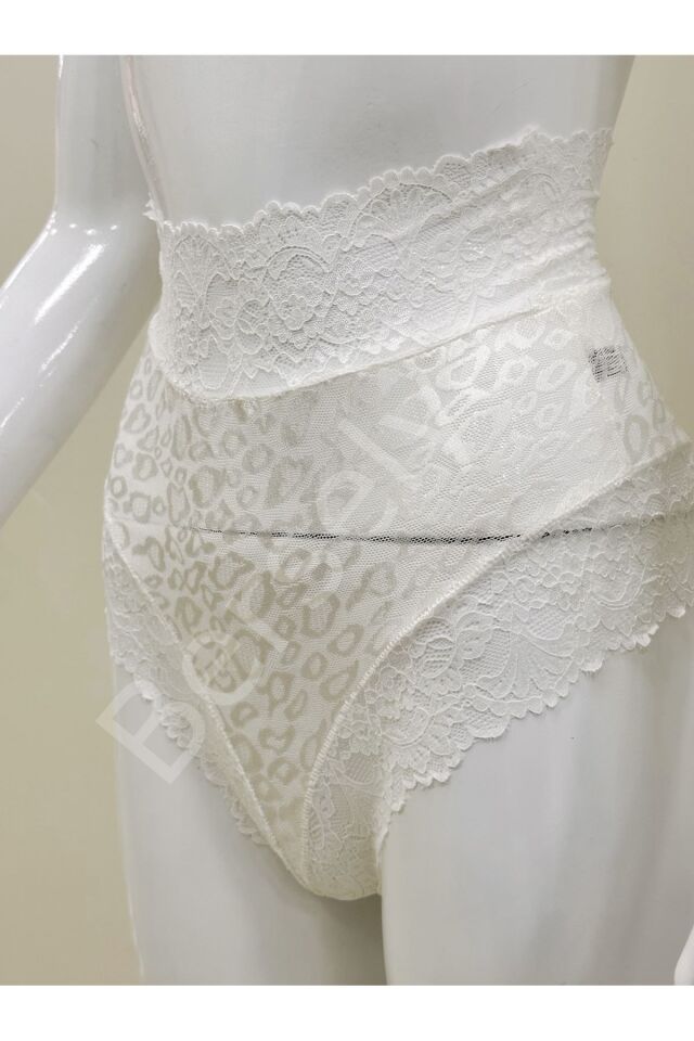 Ekru Dantelli Yüksek Bel Külot Venüs-k1012