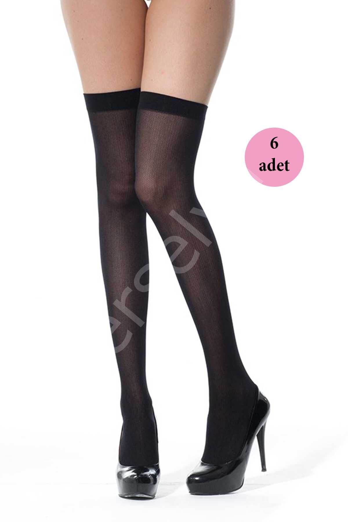 6 Adet Mus Kaçmaz Lastikli Çorap 70 Denye 500 Siyah