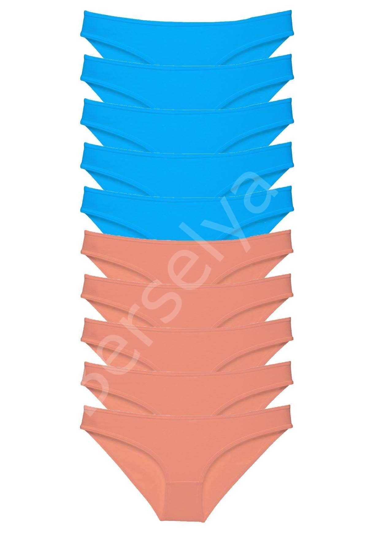 10 adet Süper Eko Set Likralı Kadın Slip Pudra Mavi