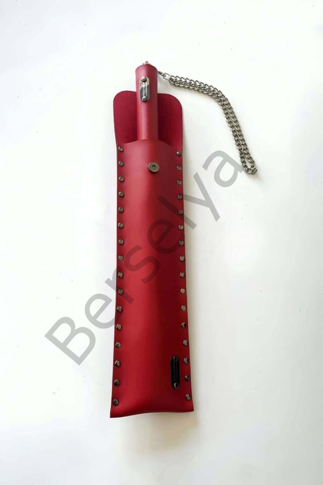 Deri Çantalı Kırmızı Kırbaç, Şık Deri Kırbaç, Sexy Aksesuar - Brf1287