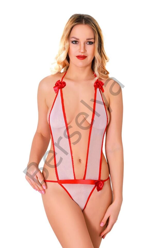 Beyaz Lcralı Tül Bodysuit - 972