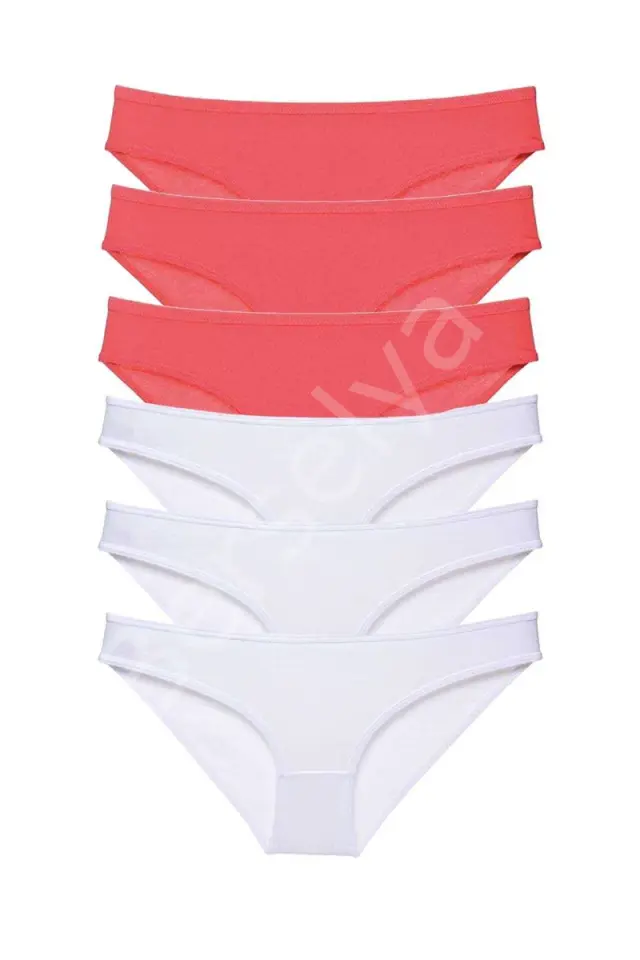 6 Adet Eko Set Likralı Kadın Slip Külot Fuşya Beyaz