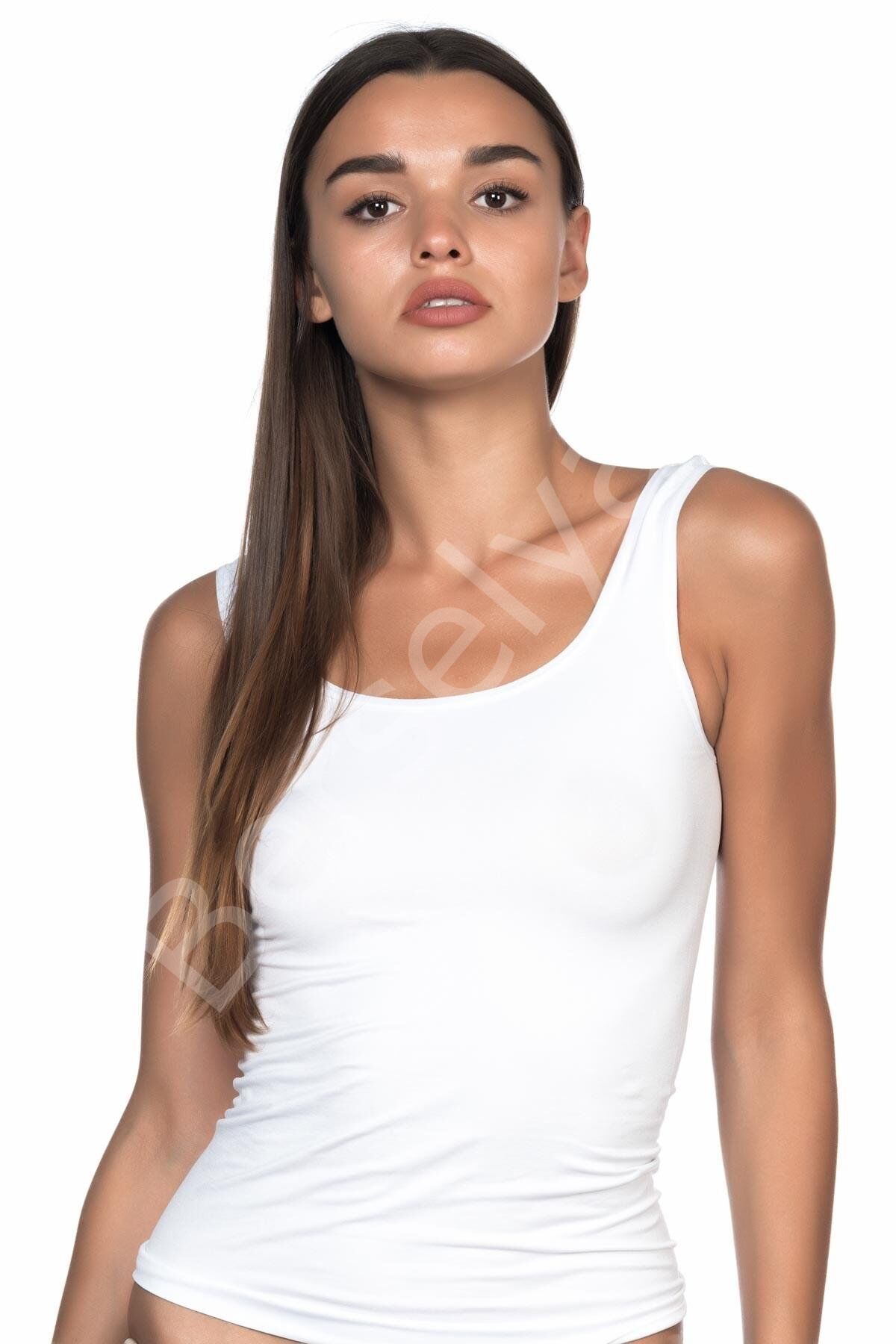 Beyaz Mı Emay 5002 Soft Kalın Askılı Uzun Atlet