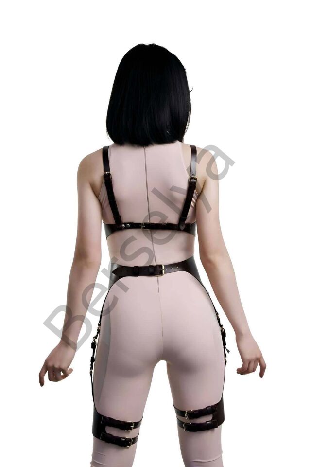 Deri Fantezi Jartiyer Takım, Erotik Deri İç Giyim - Brf1233
