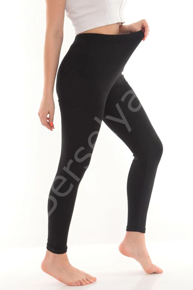 Kadın İçi Pamuklu Termal Pijama Tayt İçlik Siyah