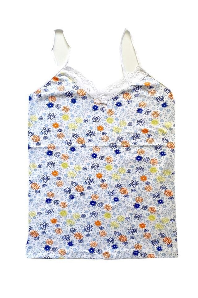 Kadın Askılı Desenli Atlet Dantelli Empirme Pamuklu Penye D6