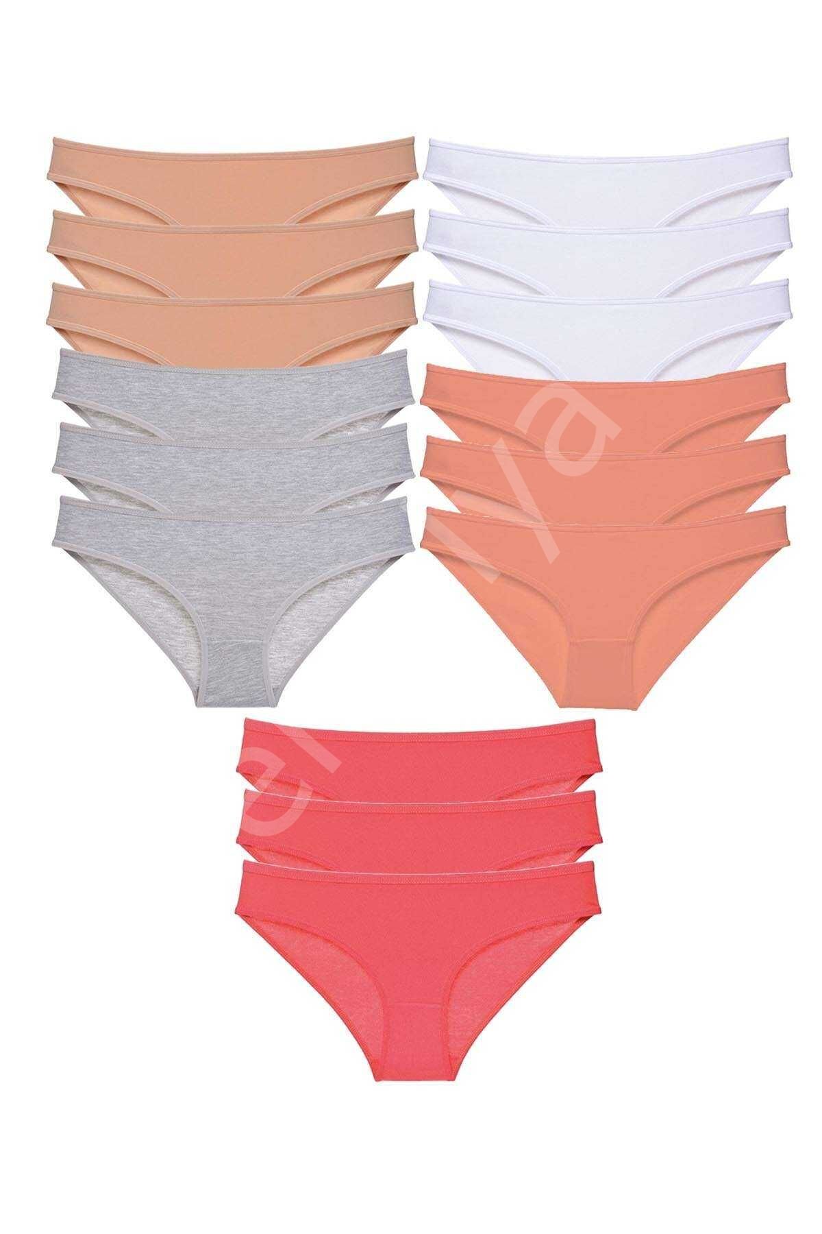 15 Adet Süper Eko Set Likralı Kadın Slip Külot Ten Gri Beyaz Pudra Fuşya