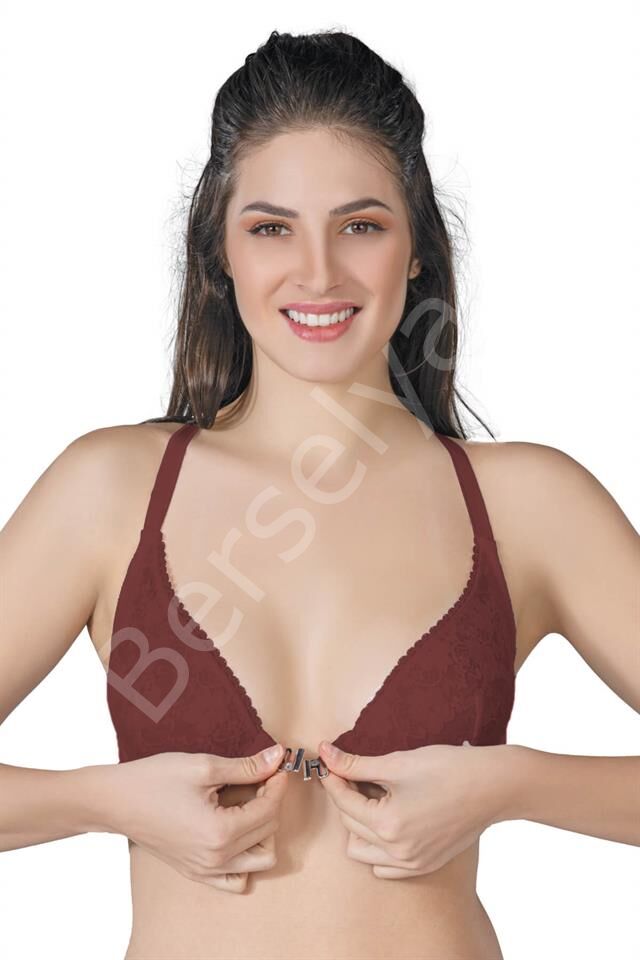 Bordo Emay 187 C Önden Açılır Balenli Sporcu Sütyen