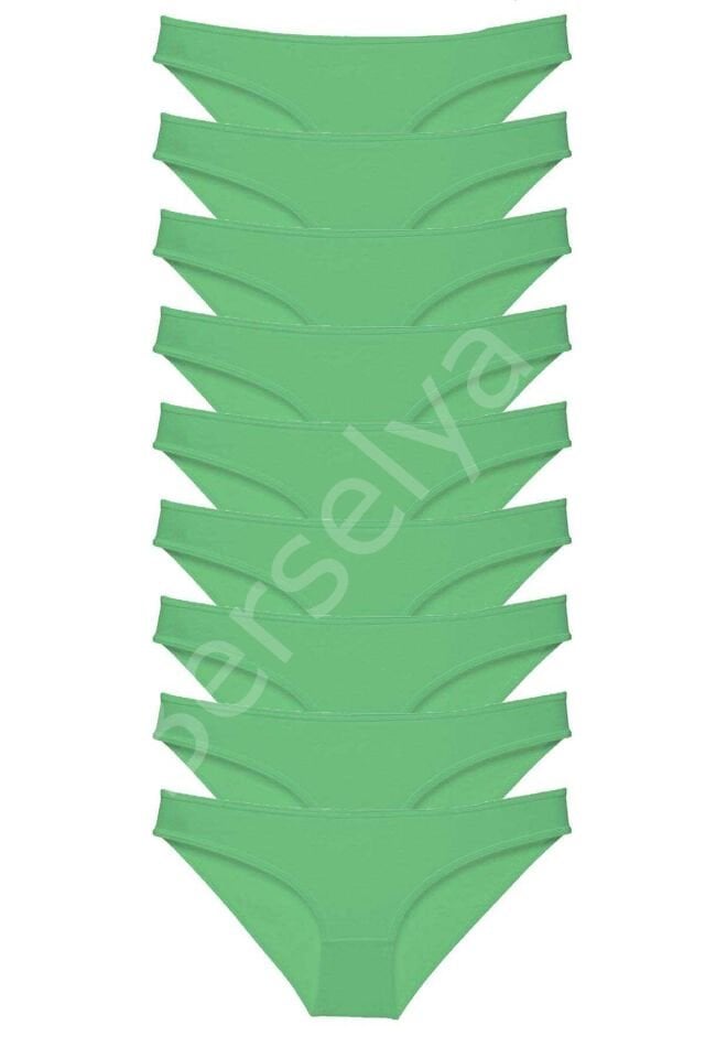 9 Adet Süper Eko Set Likralı Kadın Slip Külot Yeşil