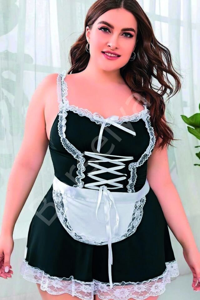 Night Light Kadın Siyah Hizmetçi Kostümü Büyük Beden 3500