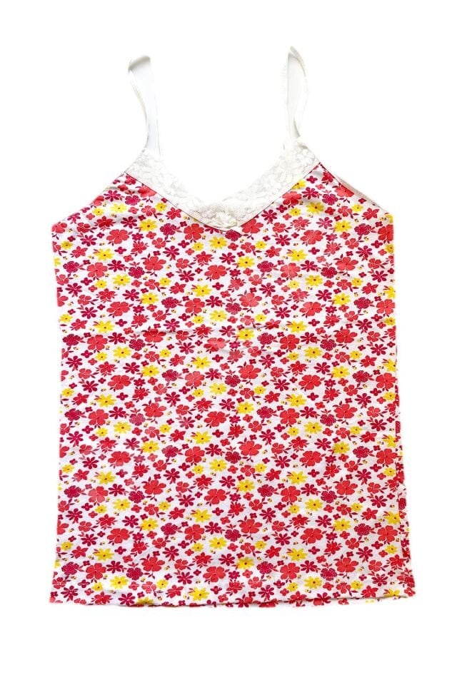 2 Adet Kadın Askılı Desenli Atlet Dantelli Empirme Pamuklu Penye D7-8