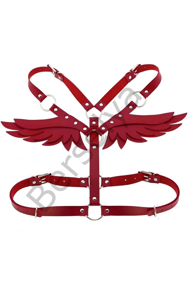 Melek Kanadı Detaylı Şık Deri Harness - Brf642