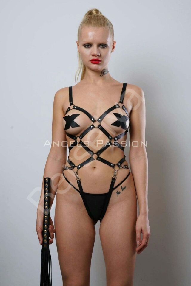 Kırbaçlı Deri Full Body Harness Fantezi Giyim, Vücudu Saran Full Body Harness - Brf1356