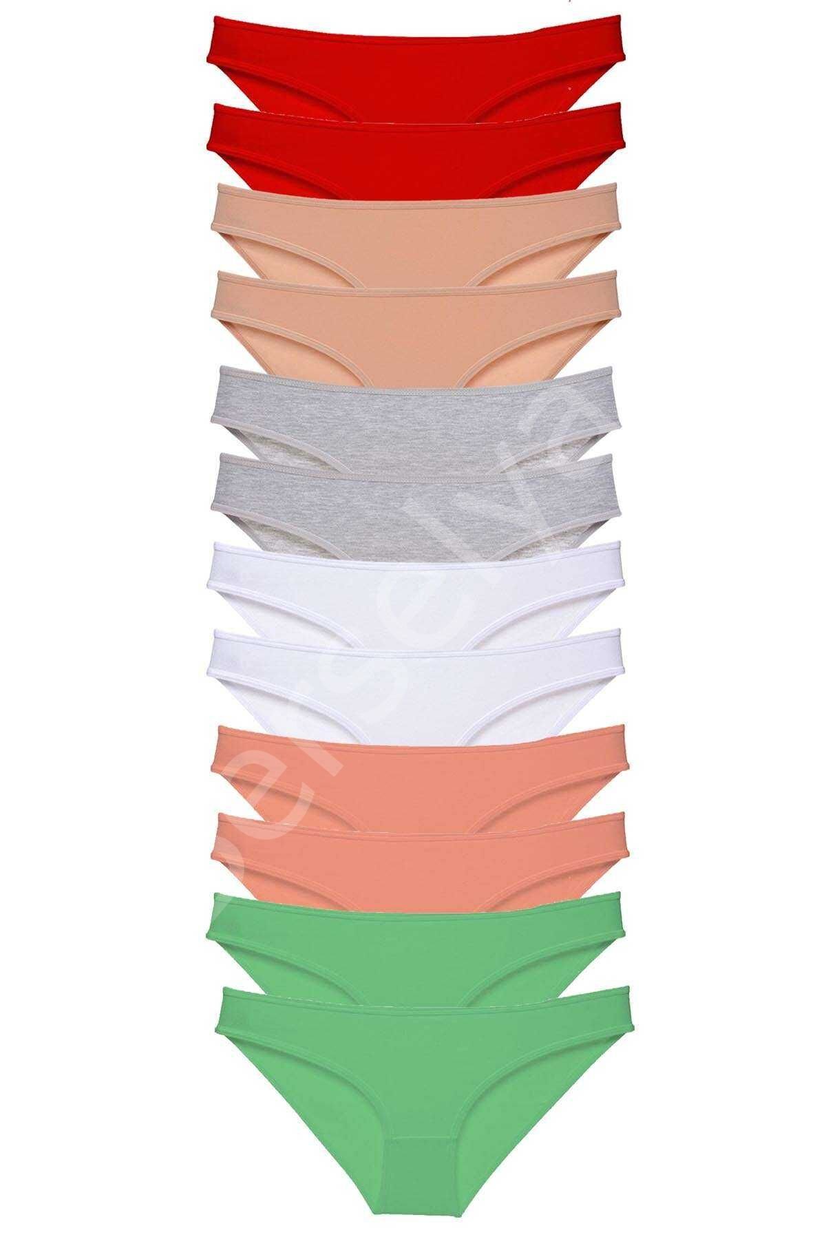 12 adet Süper Eko Set Likralı Kadın Slip Külot Set 4 L