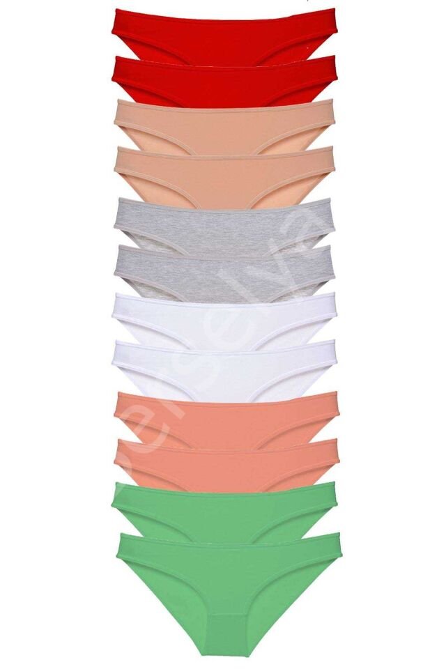 12 adet Süper Eko Set Likralı Kadın Slip Külot Set 4 L