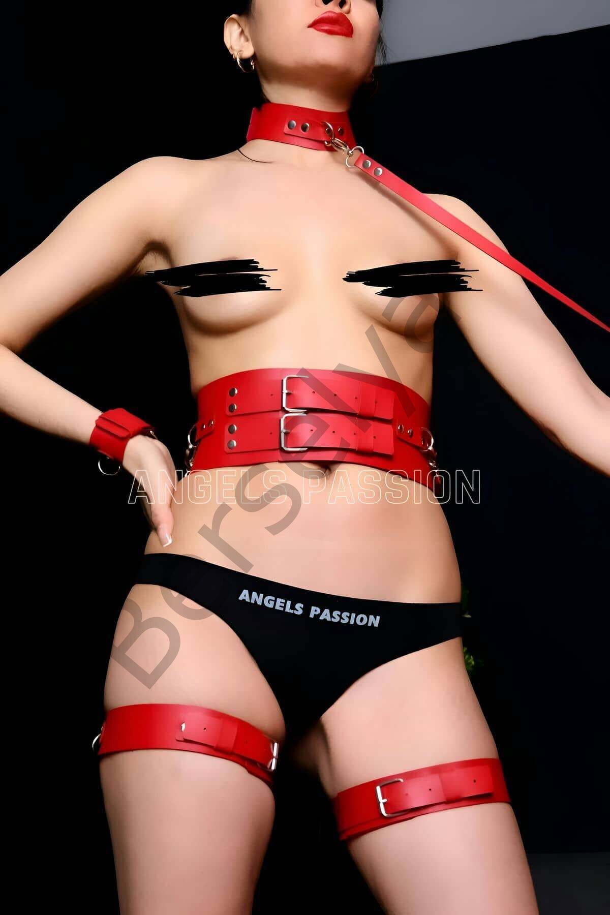 Sert Ve Şık Deri Kelepçeli Harness Takım, Deri Fantezi Set - Brf869