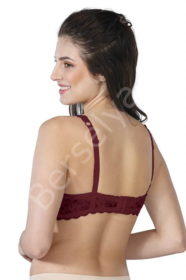 Bordo Emay 188 B Pedli Dantelli Telli Toparlayıcı Sütyen