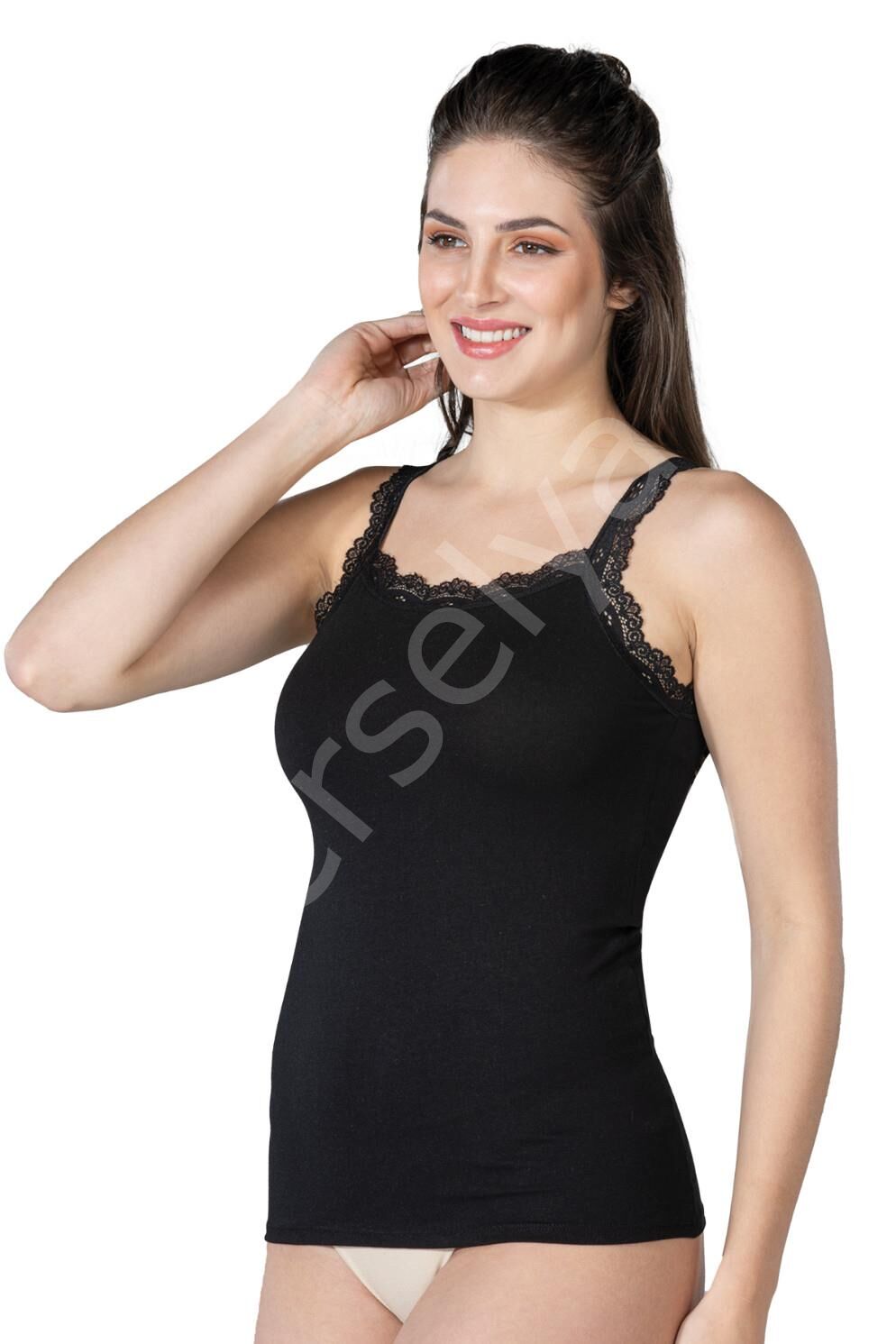 Siyah Mı Emay 1411 Modal Cotton Dantelli Atlet