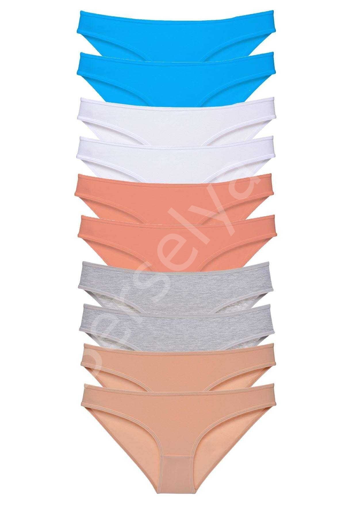 10 adet Süper Eko Set Likralı Kadın Slip Ten Gri Beyaz Pudra Mavi
