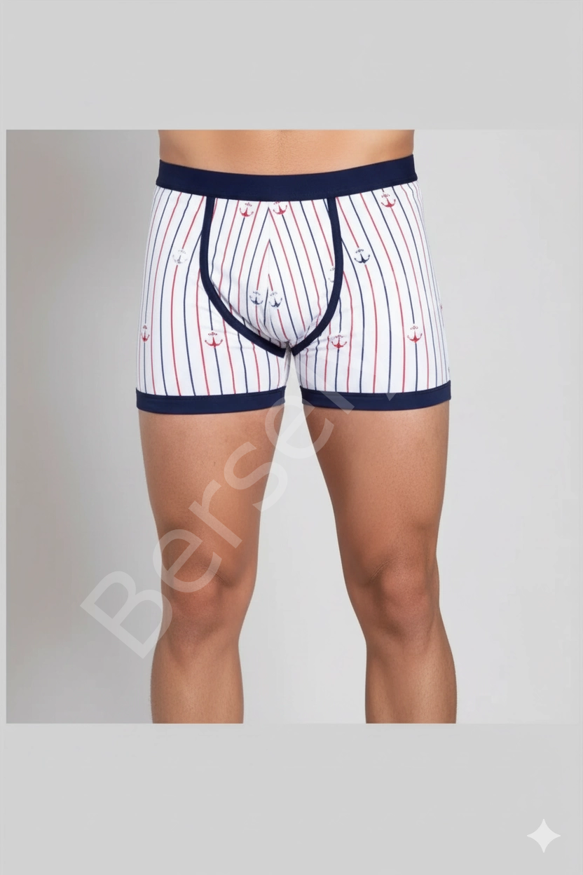 Berrak Çapa Ve Çizgi Baskı Erkek  Boxer 1107