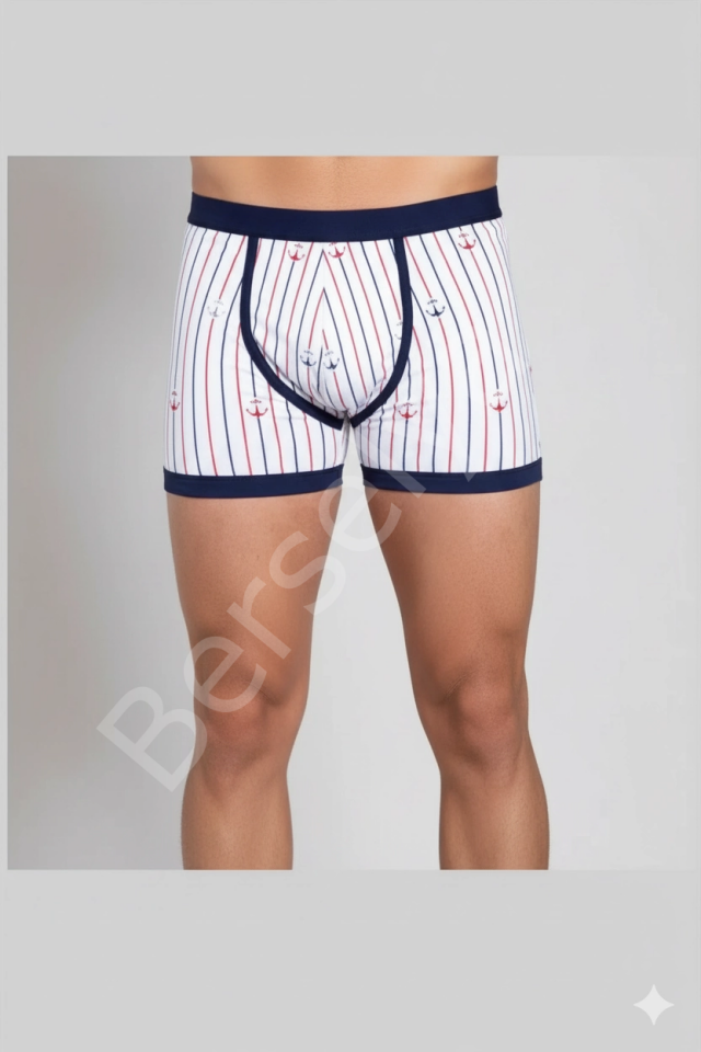 Berrak Çapa Ve Çizgi Baskı Erkek  Boxer 1107