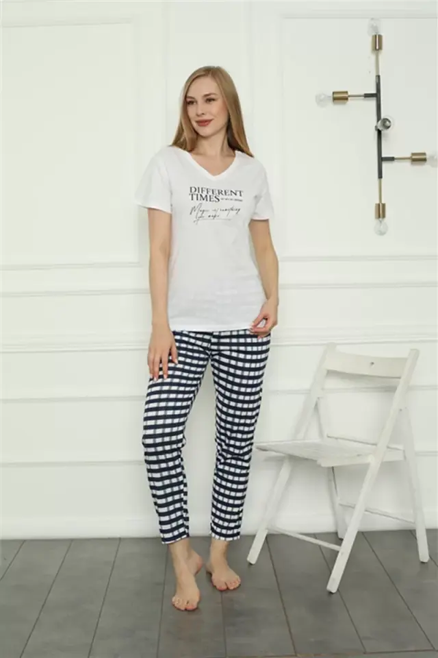 Kadın Penye Pijama Takım Beyaz