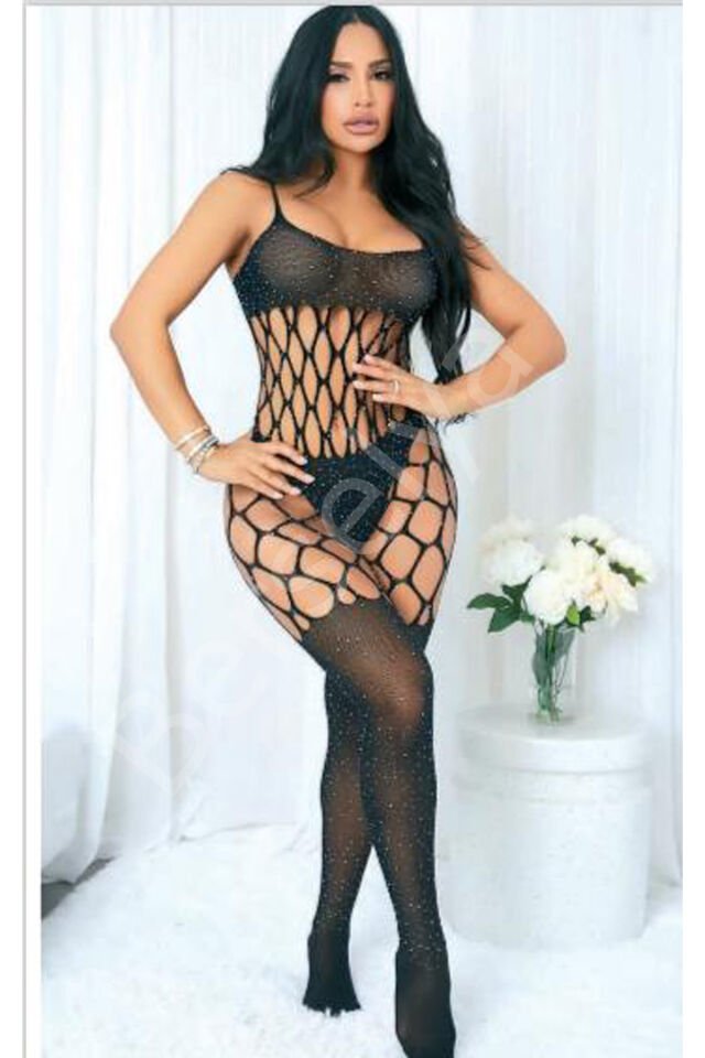 Night Light Kadın Siyah Fantezi File Vücut Çorabı 5552