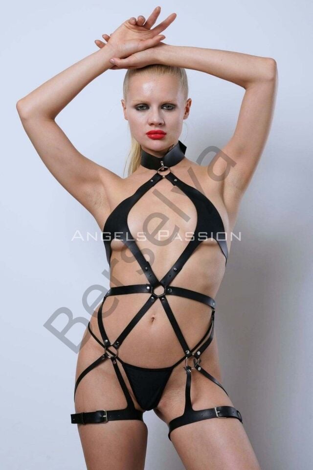 Vegan Deri Harness, Full Body Deri Harness, Erotik Deri İç Giyim - Brf1331