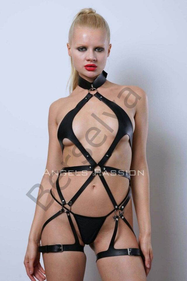 Vegan Deri Harness, Full Body Deri Harness, Erotik Deri İç Giyim - Brf1331