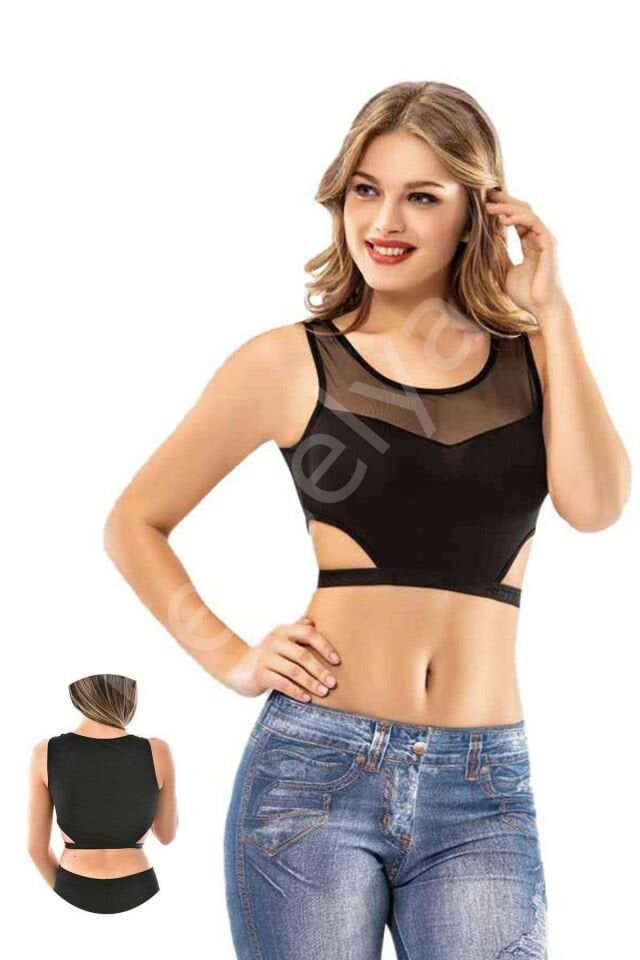 Kota 4 Adet Siyah Tül Modelli Dantelli Büstiyer