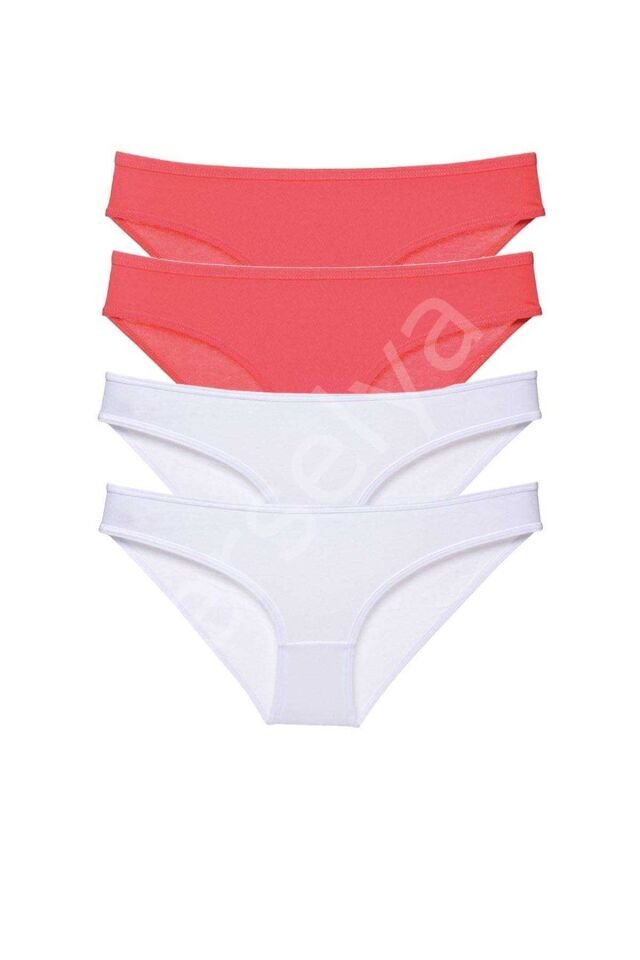 4 Adet Eko Set Likralı Kadın Slip Külot Fuşya Beyaz