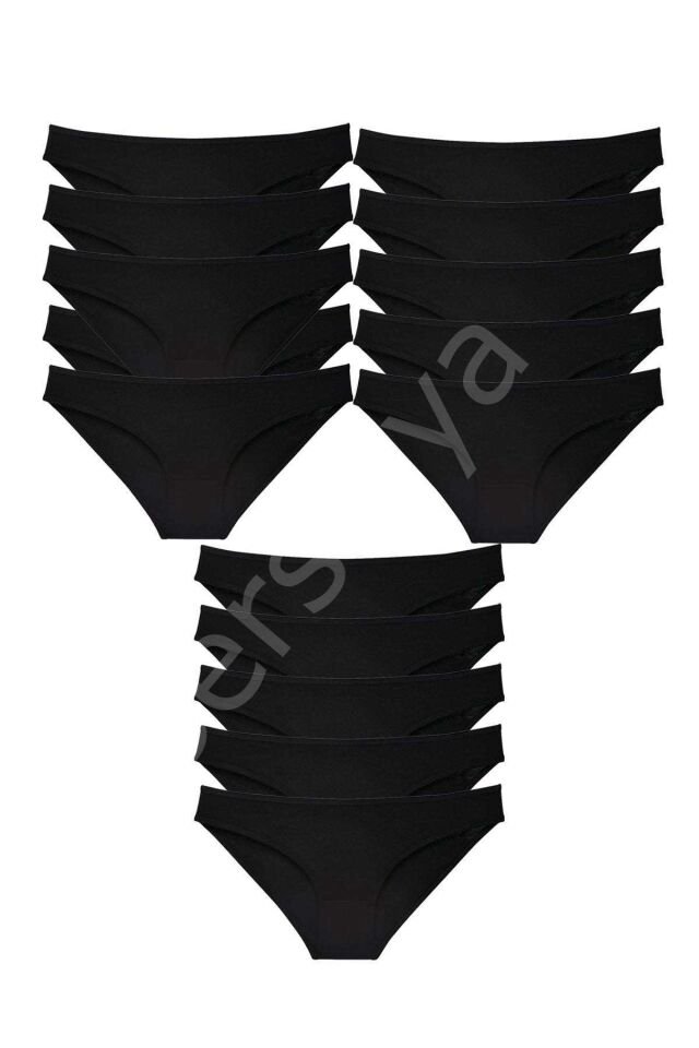 15 adet Süper Eko Set Likralı Kadın Slip Külot Siyah S