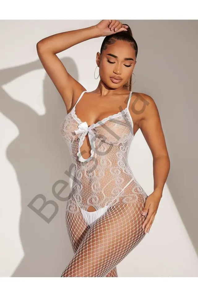 Beyaz Fantezi Kadın Seksi  Vücut Çorabı