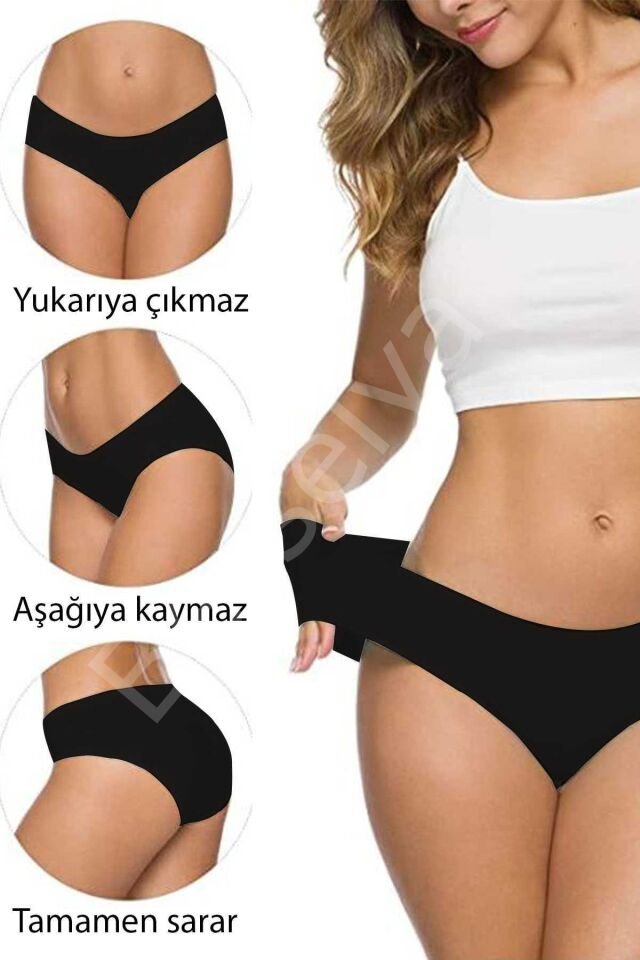 3 Adet Kadın Dikişsiz Lazer Kesim Esnek İz Yapmayan Külot S6
