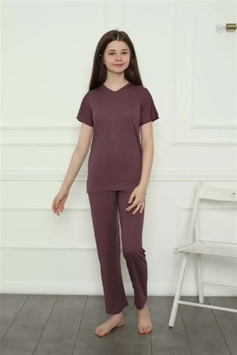 Kız Çocuk Penye Pijama Takım Mürdüm