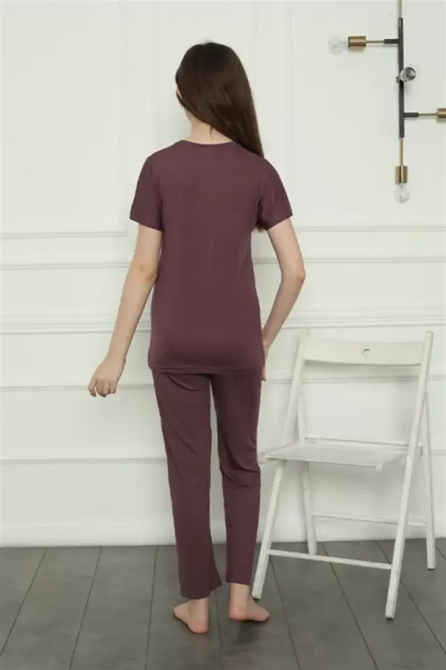 Kız Çocuk Penye Pijama Takım Mürdüm