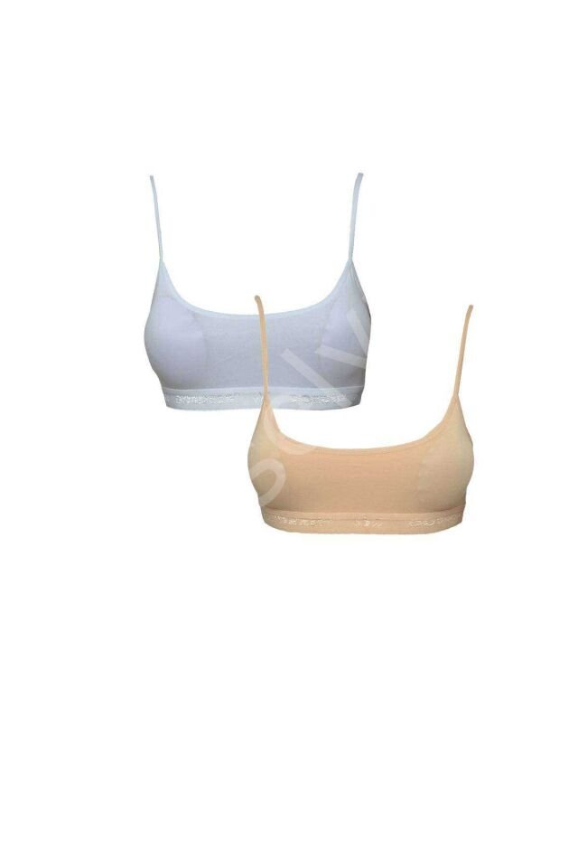 Pedli İp Askılı Beyaz ve Ten Rengi Büstiyer 2 adet L-XL