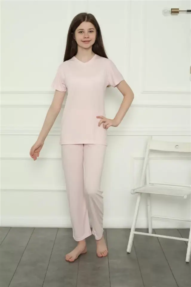 Kız Çocuk Penye Pijama Takım Pembe