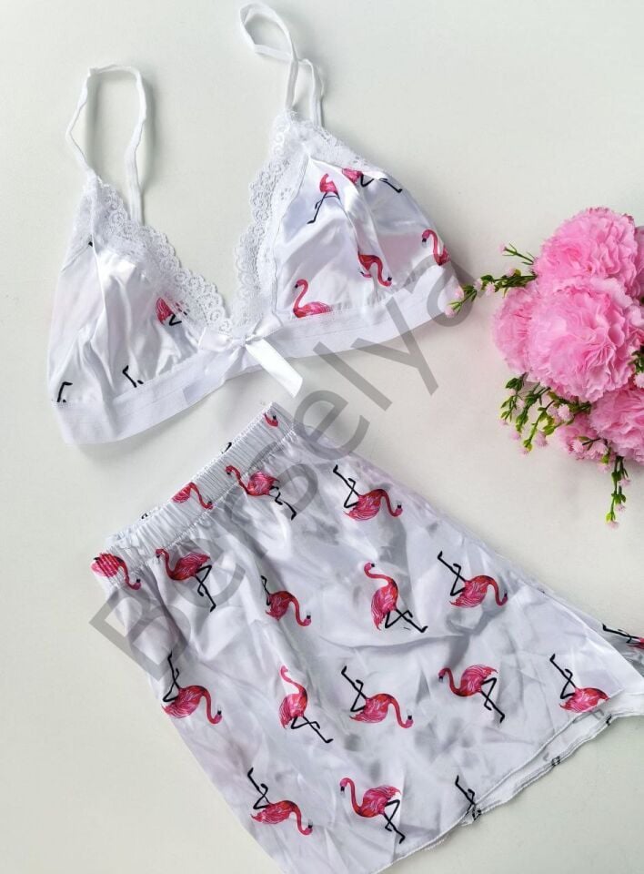 Şortlu Sexy Filamingolu Takım