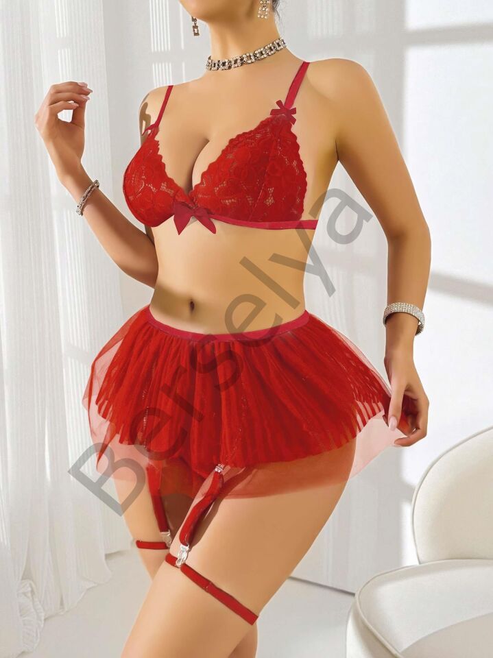 Kırmızı Tül Etekli Fantezi Kostüm 2211