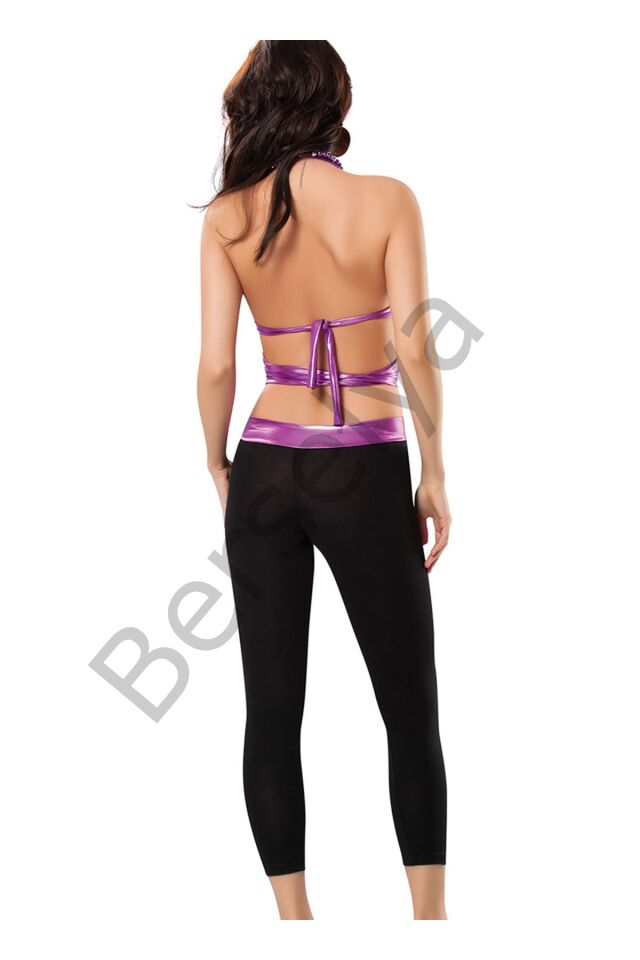 Mor Deri ( Lame ) Büstiyer & Tayt Gecelik - 461